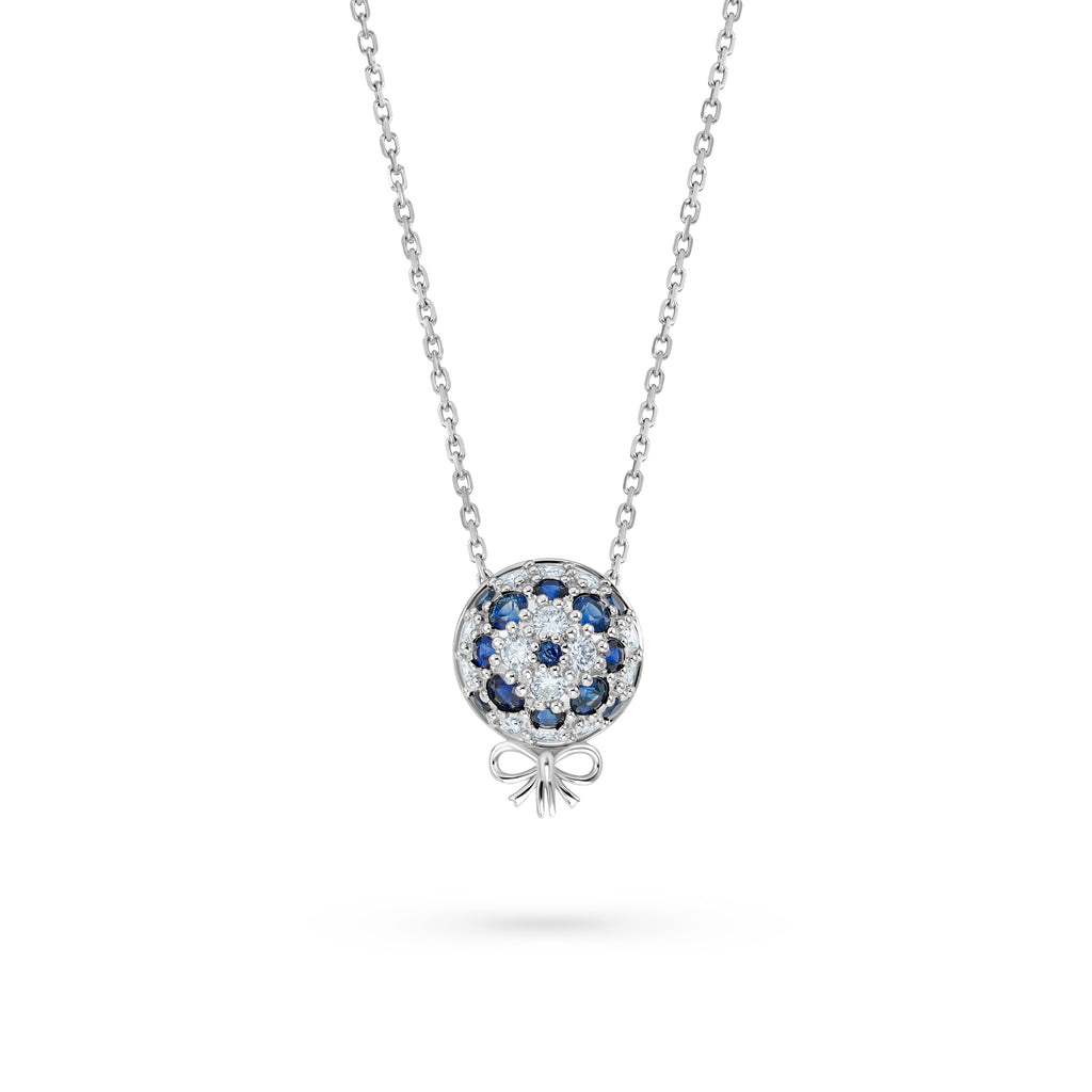 The Infinite Bouquet Necklace | 18k White Gold, Diamond & Blue Sapphire