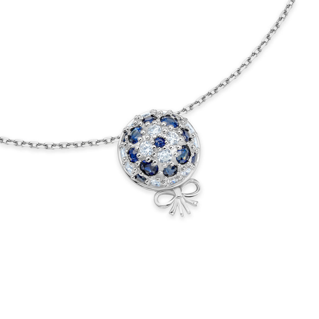 The Infinite Bouquet Necklace | 18k White Gold, Diamond & Blue Sapphire