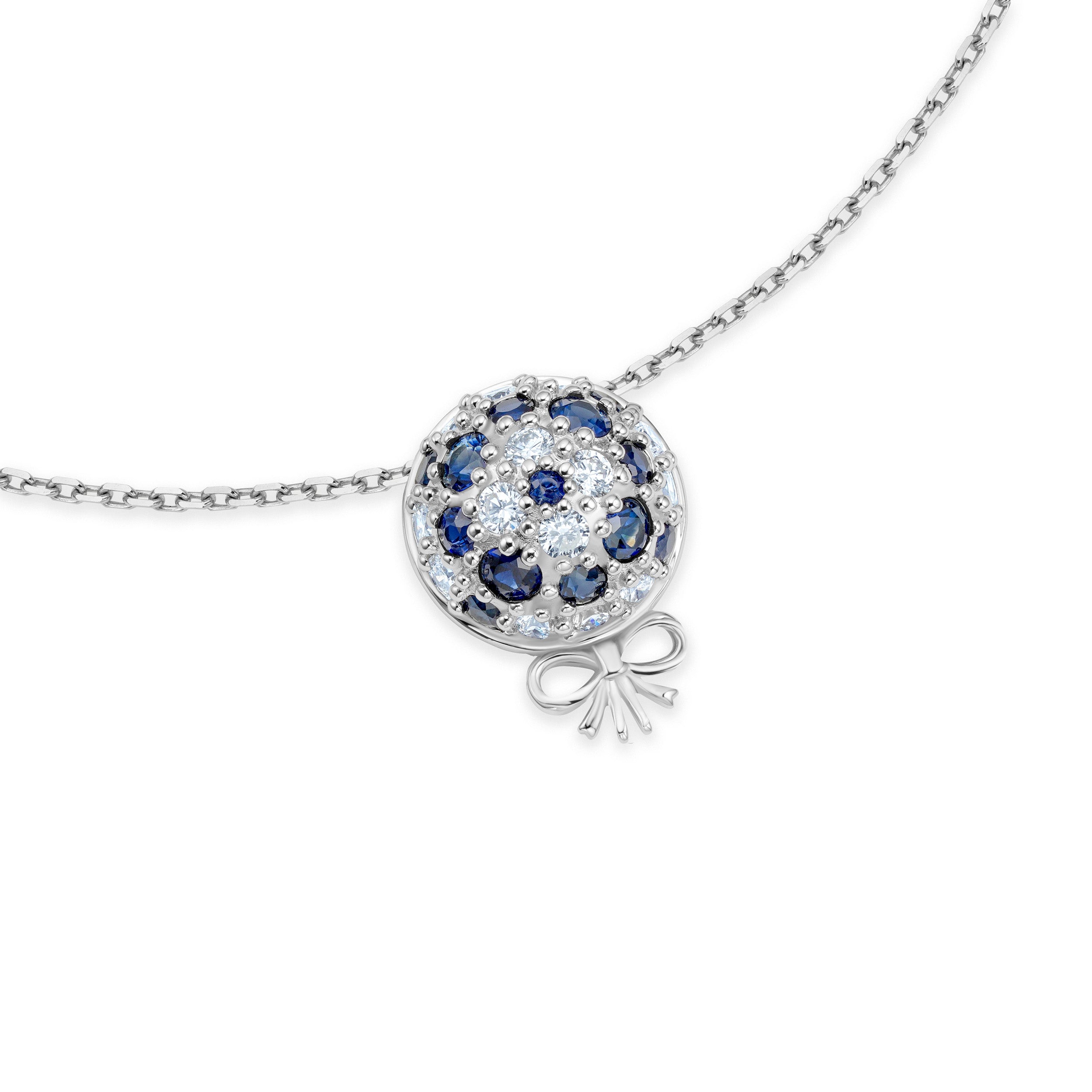 The Infinite Bouquet Necklace | 18k White Gold, Diamond & Blue Sapphire