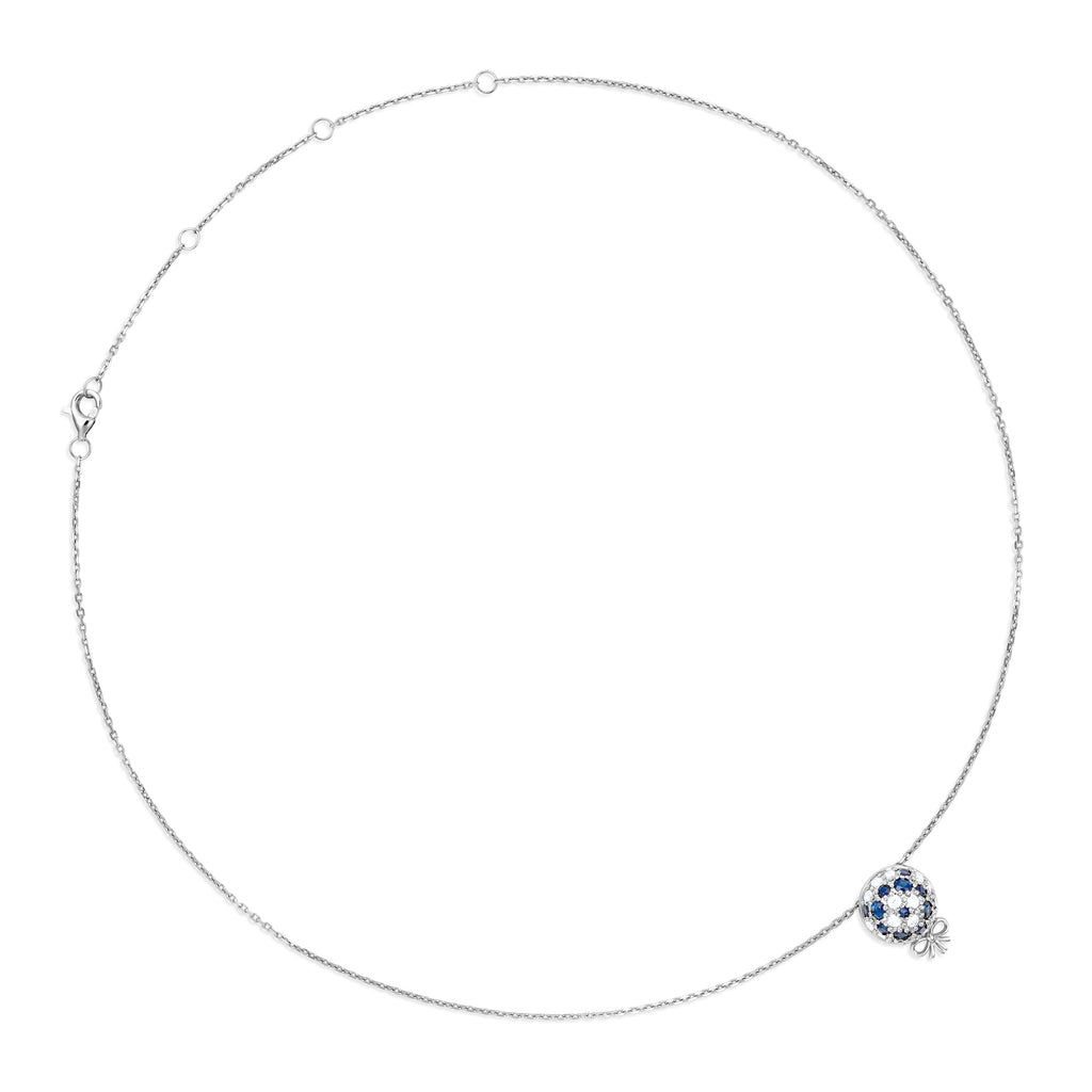 The Infinite Bouquet Necklace | 18k White Gold, Diamond & Blue Sapphire