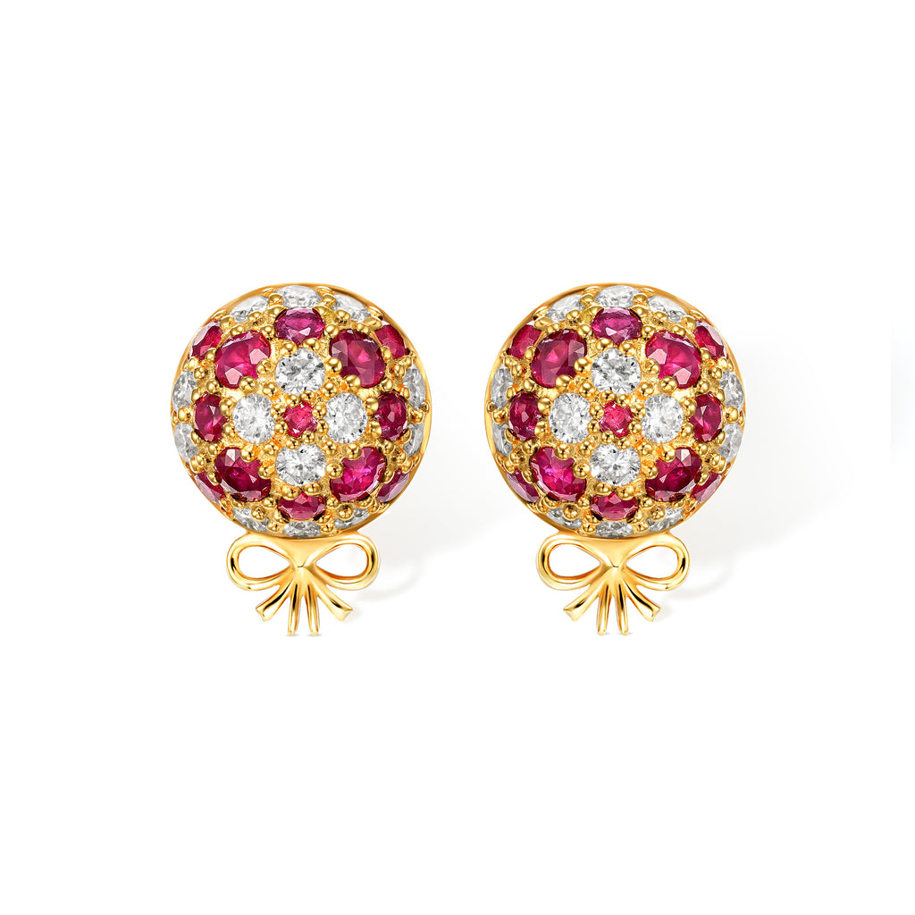 The Infinite Bouquet Earrings | 18k Yellow Gold, Diamond & Ruby