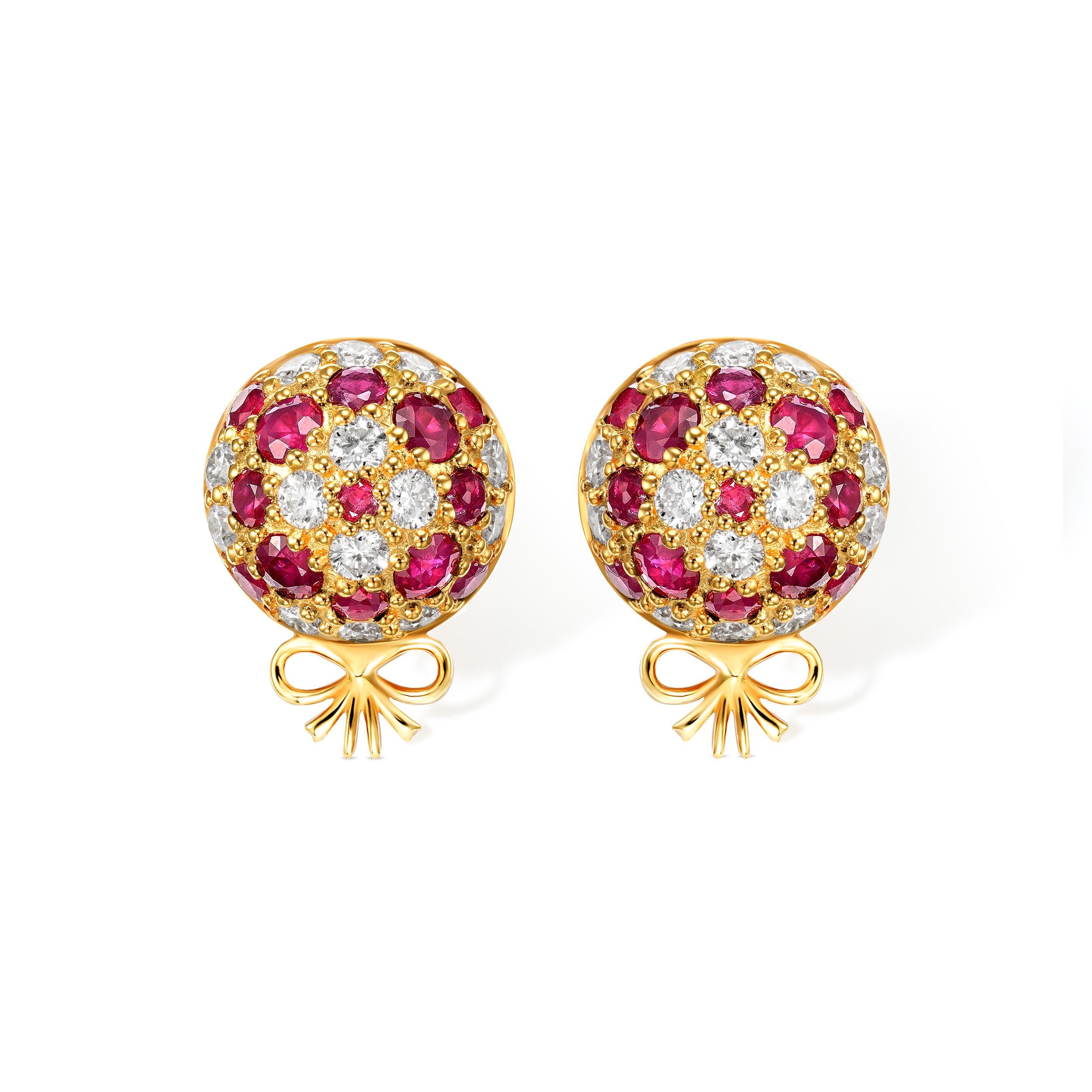 The Infinite Bouquet Earrings | 18k Yellow Gold, Diamond & Ruby
