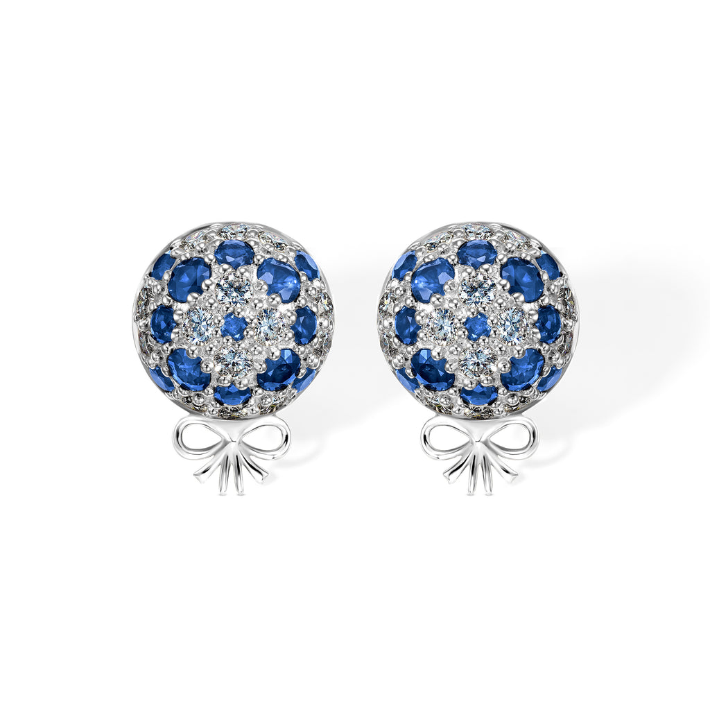The Infinite Bouquet Earrings | 18k White Gold, Diamond & Blue Sapphire