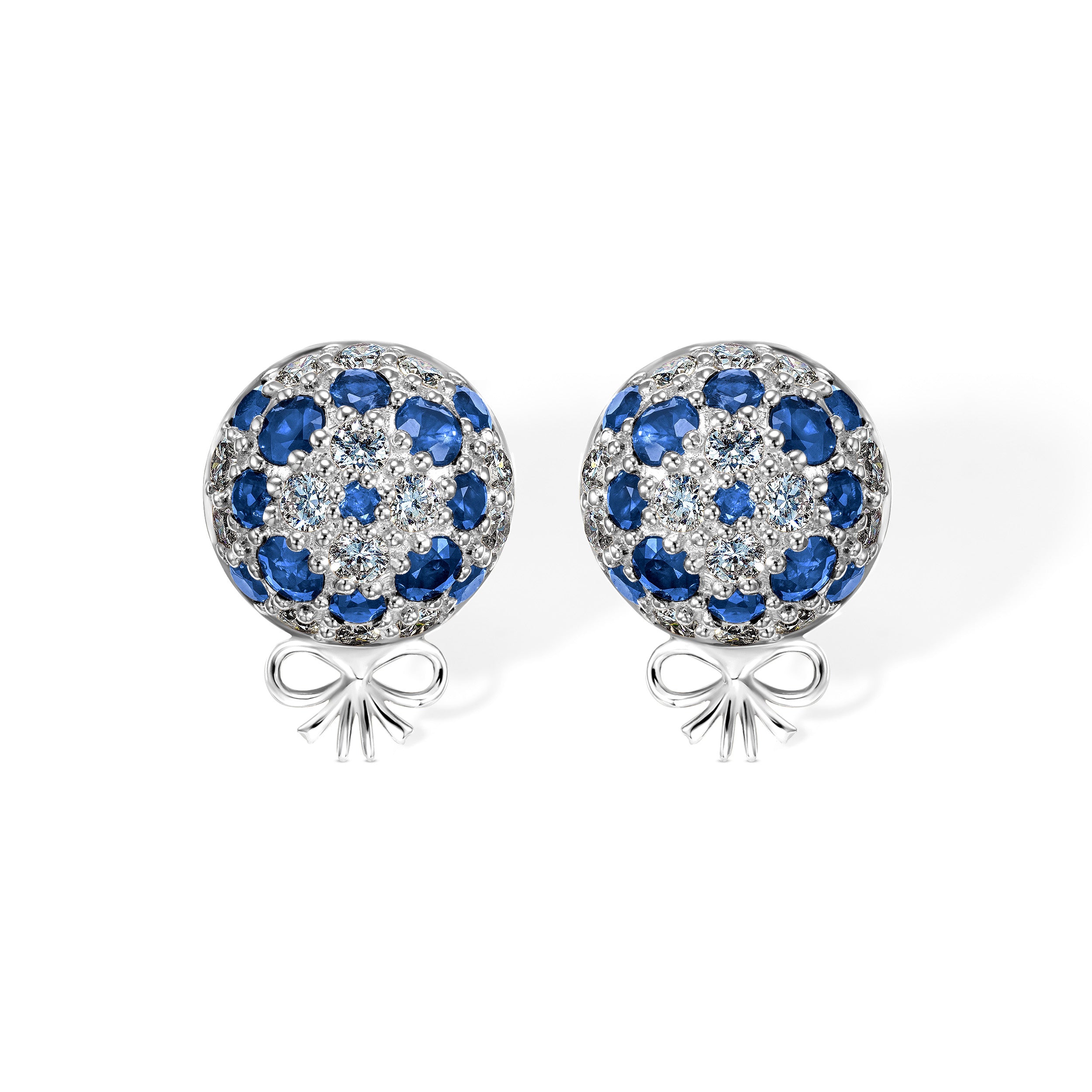The Infinite Bouquet Earrings | 18k White Gold, Diamond & Blue Sapphire