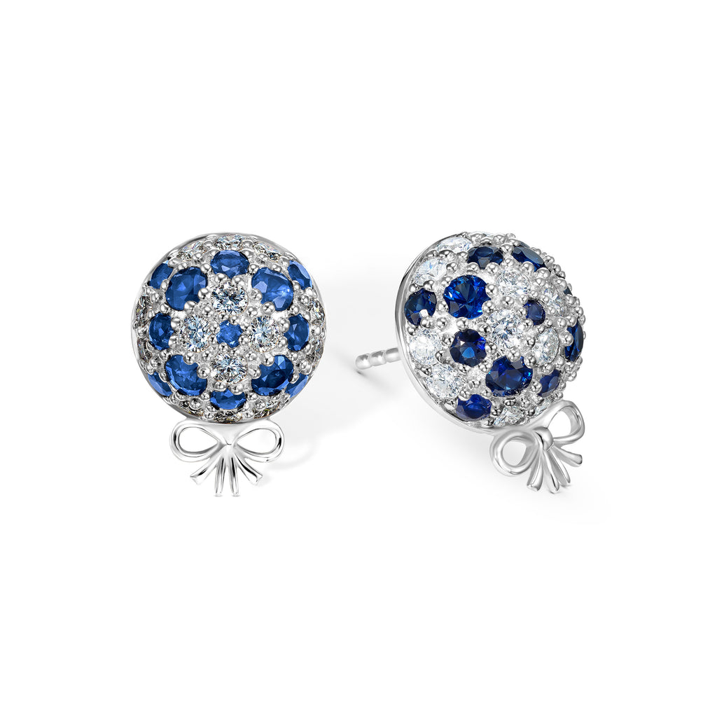 The Infinite Bouquet Earrings | 18k White Gold, Diamond & Blue Sapphire
