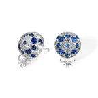 The Infinite Bouquet Earrings | 18k White Gold, Diamond & Blue Sapphire