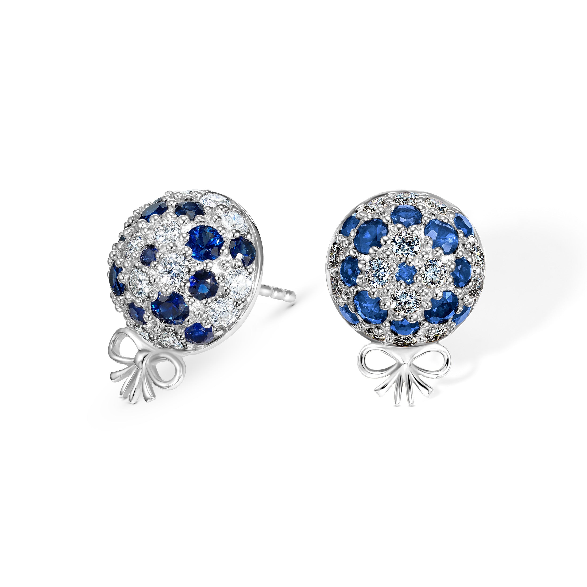 The Infinite Bouquet Earrings | 18k White Gold, Diamond & Blue Sapphire