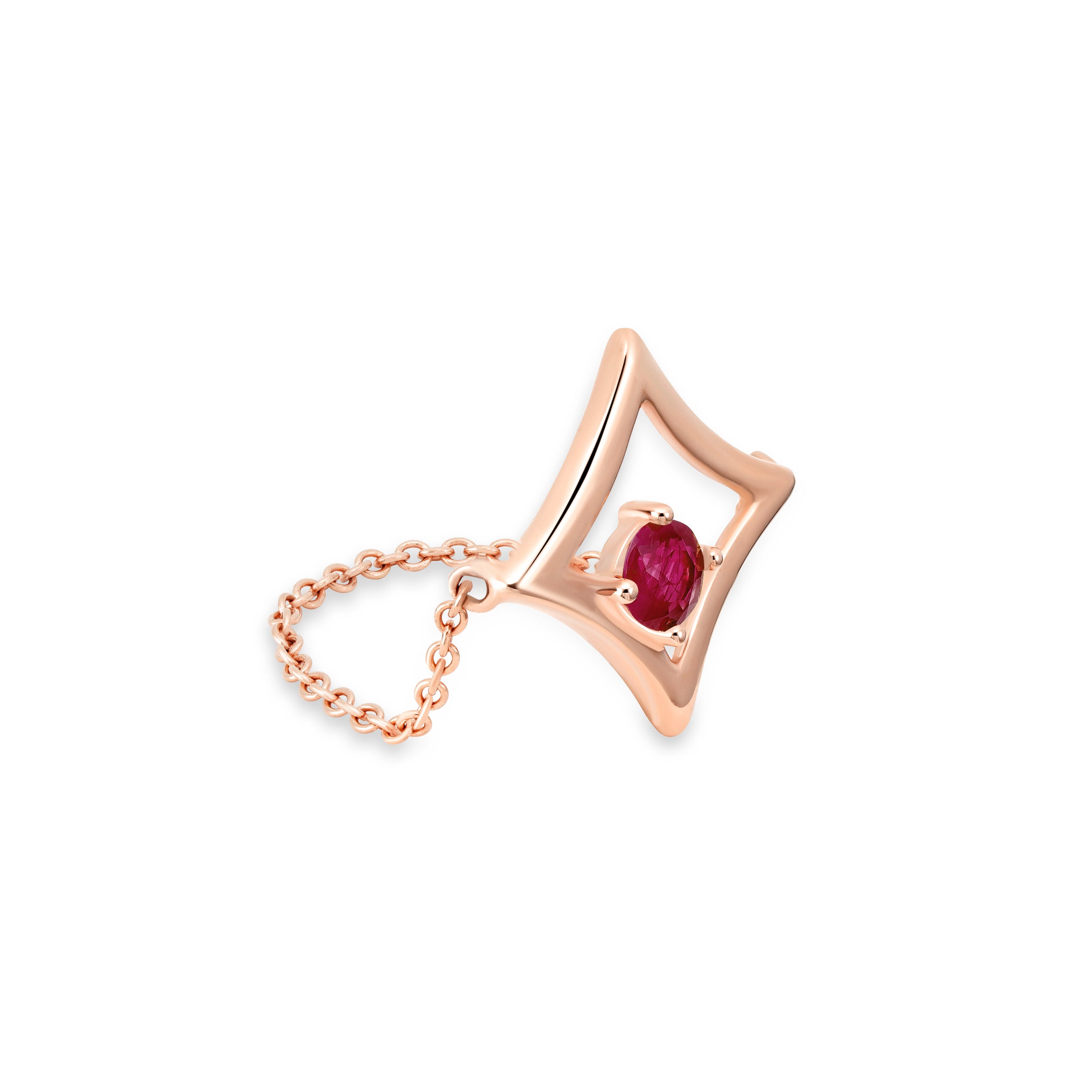 The Gilded Sky Chain Ring | 18k Rose Gold & Ruby