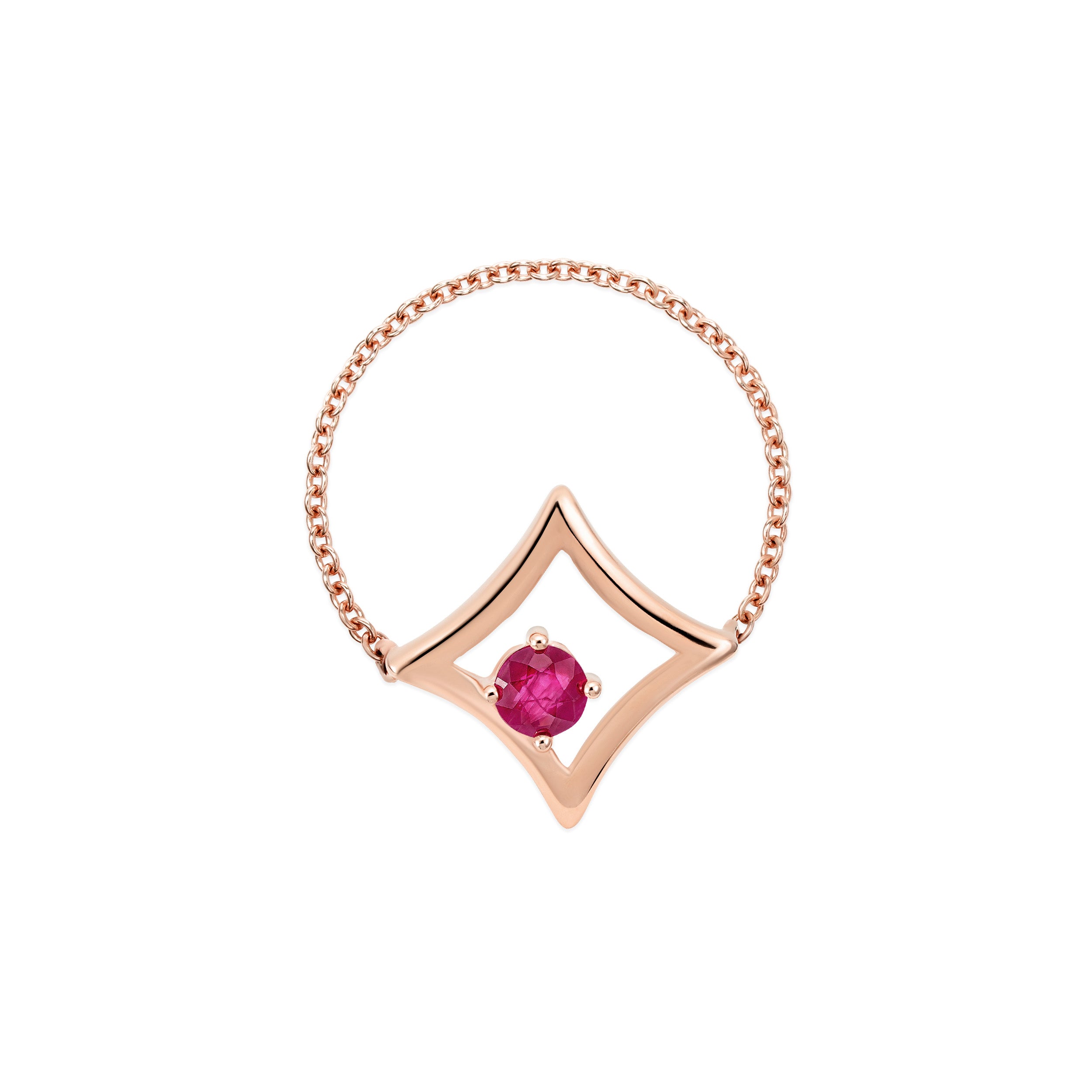 The Gilded Sky Chain Ring | 18k Rose Gold & Ruby
