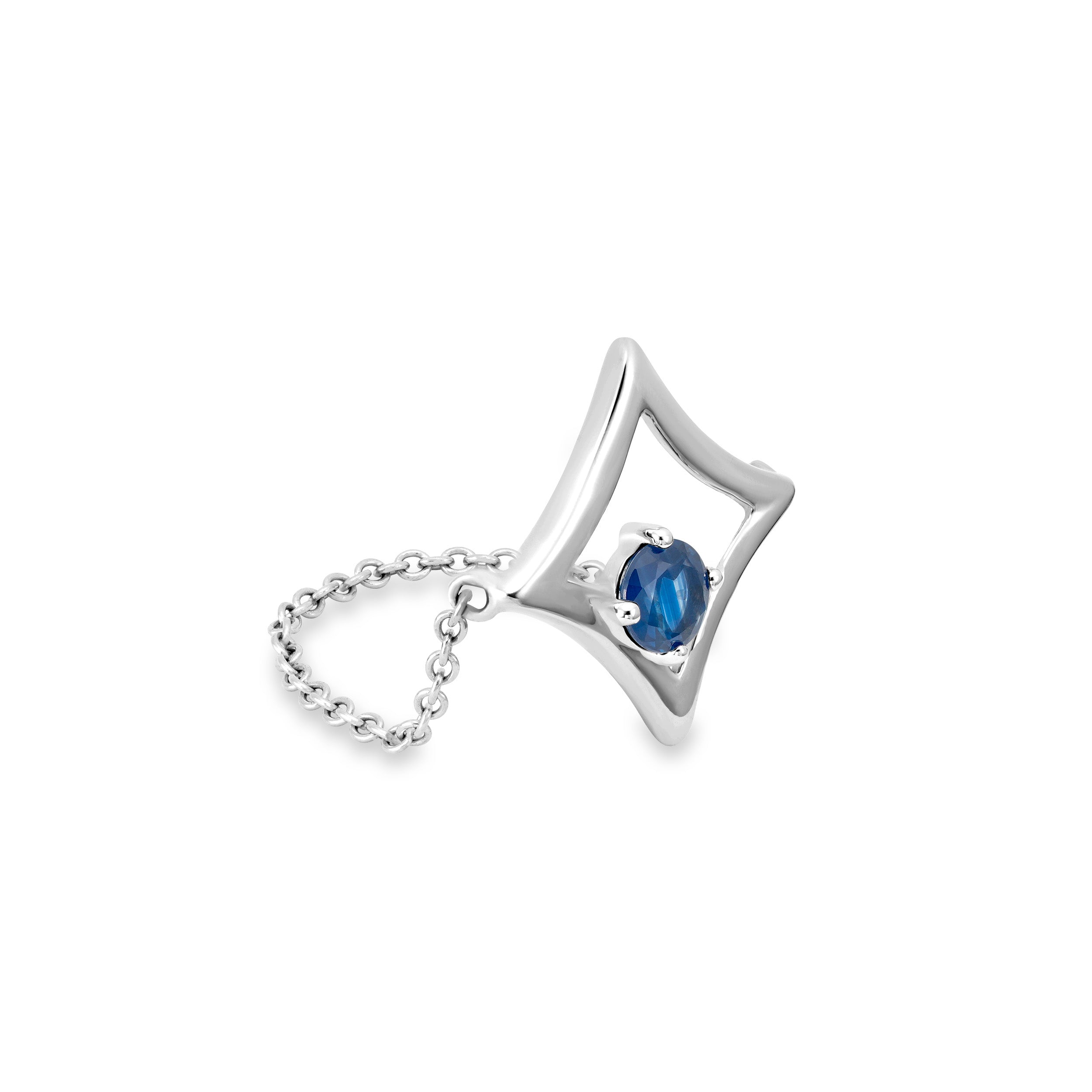 The Gilded Sky Chain Ring | 18k White Gold & Sapphire
