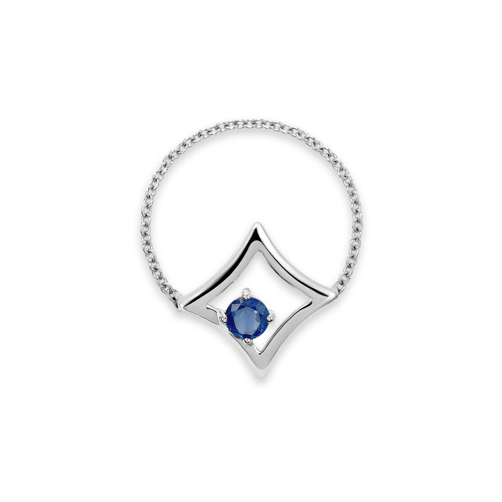The Gilded Sky Chain Ring | 18k White Gold & Sapphire