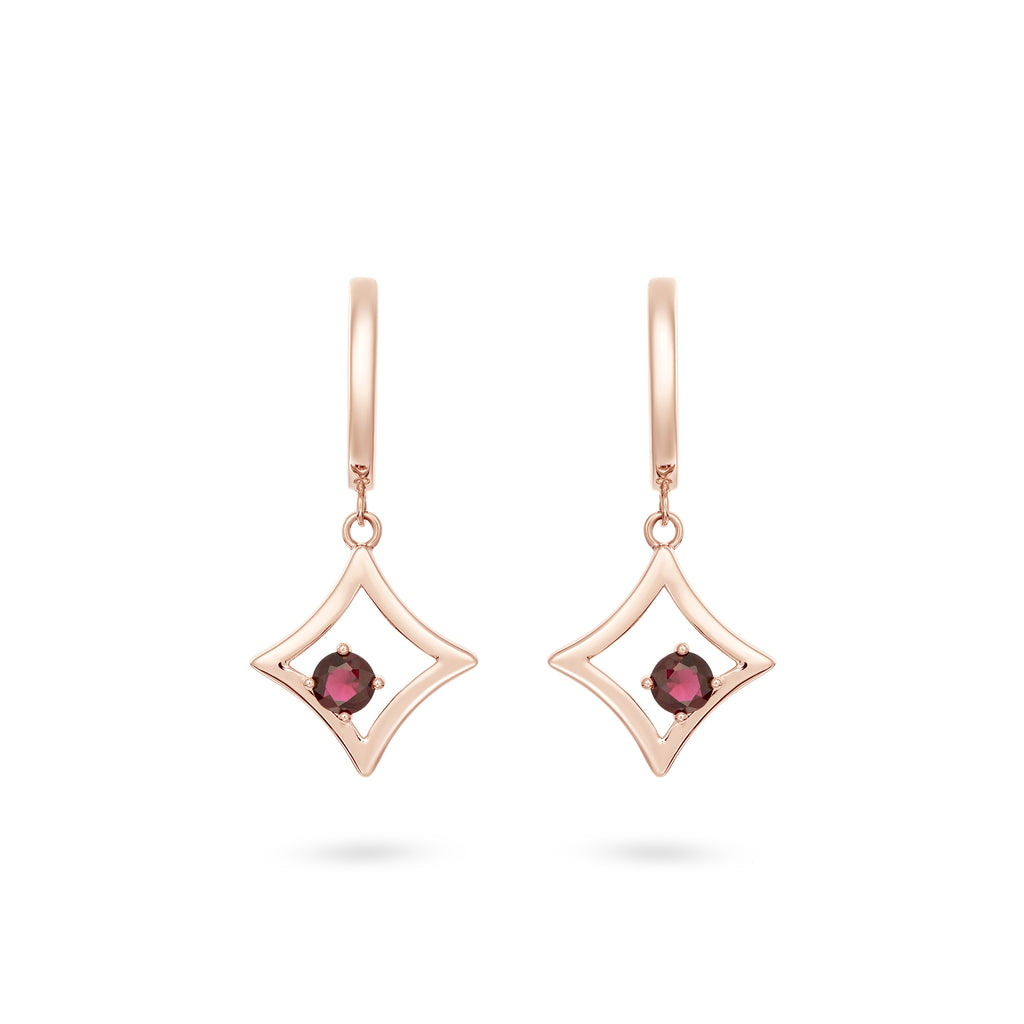 The Gilded Sky Earrings | 18k Rose Gold & Ruby