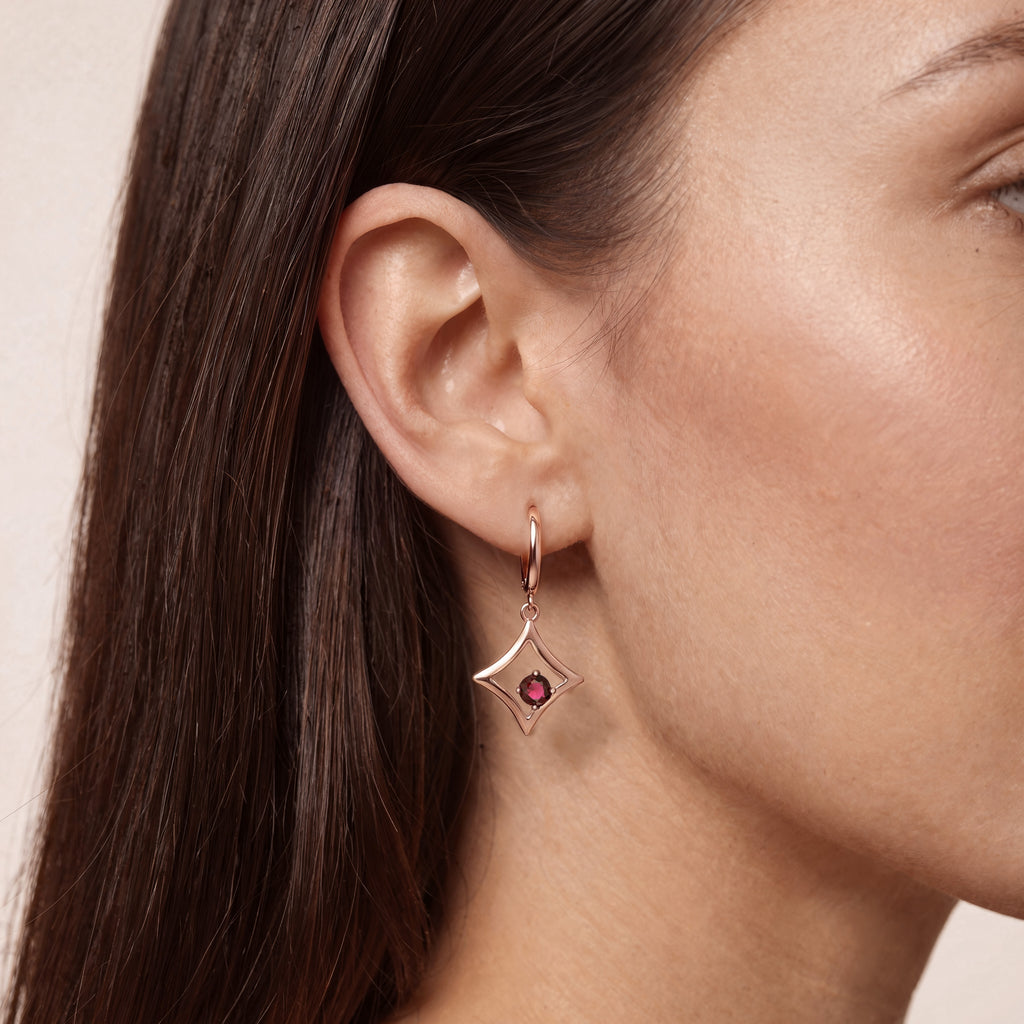 The Gilded Sky Earrings | 18k Rose Gold & Ruby