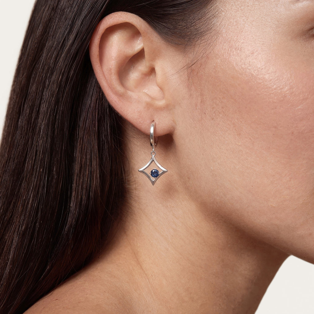 The Gilded Sky Earrings | 18k White Gold & Sapphire