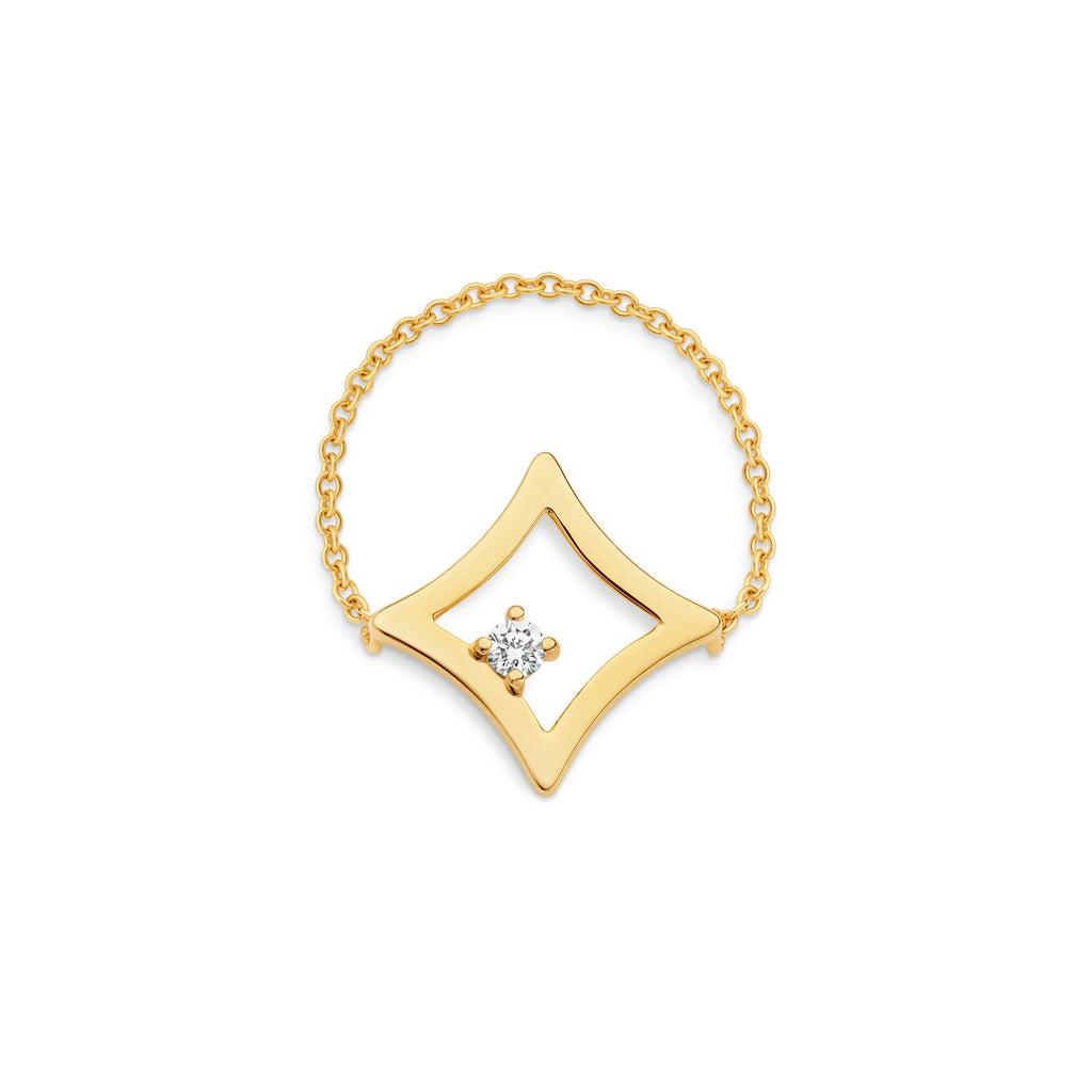 The Gilded Sky Chain Ring | 18k Yellow Gold & Diamond
