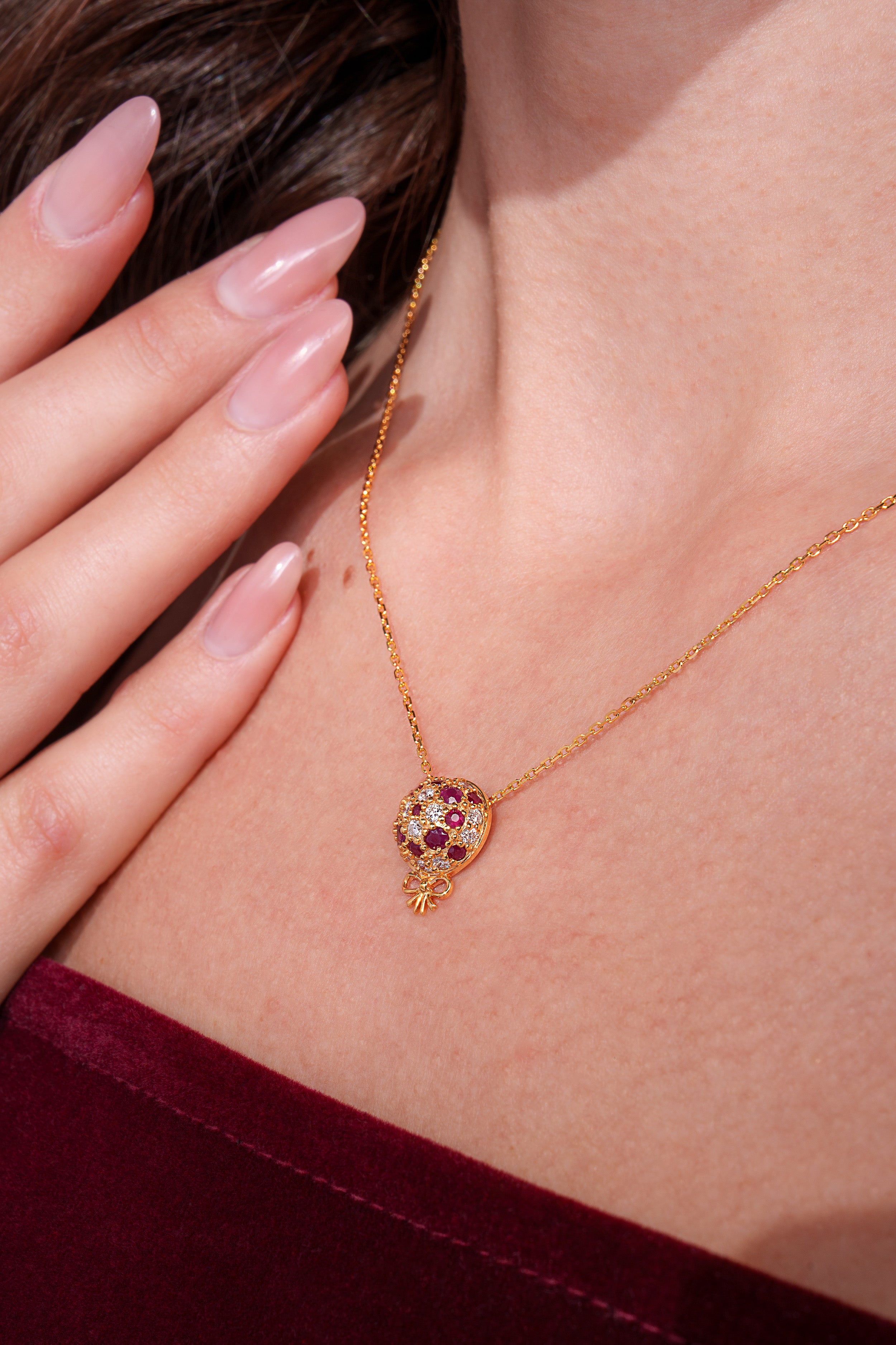 The Infinite Bouquet Necklace | 18k Yellow Gold, Diamond & Ruby