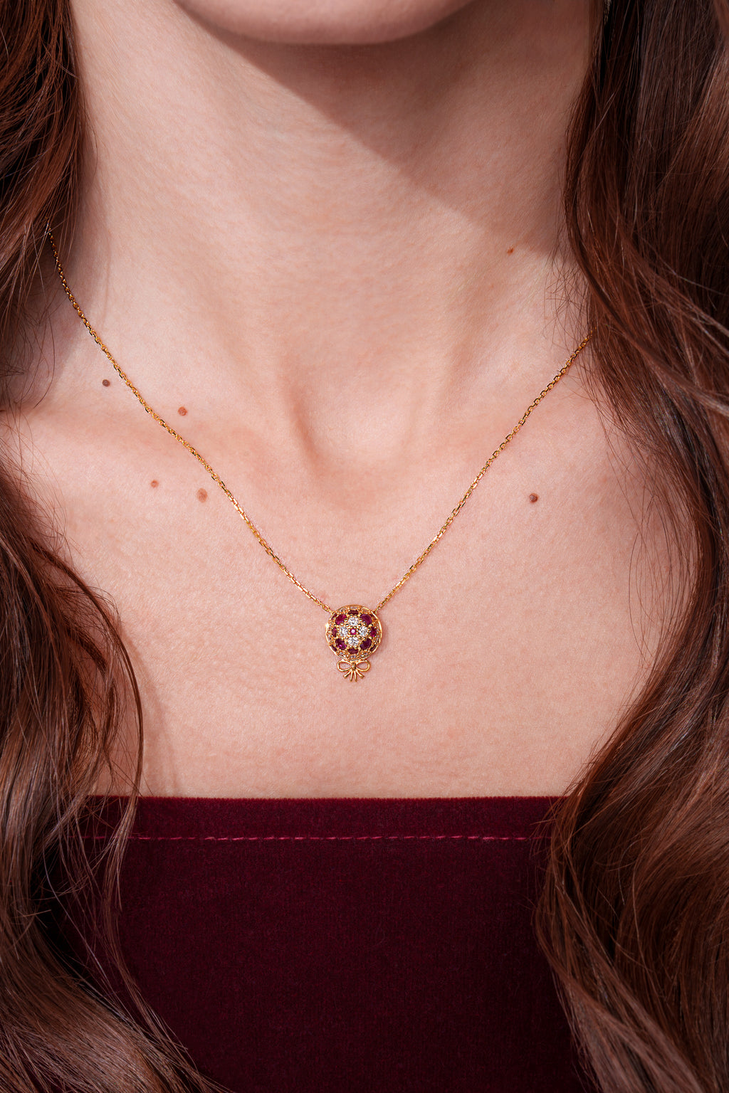 The Infinite Bouquet Necklace | 18k Yellow Gold, Diamond & Ruby