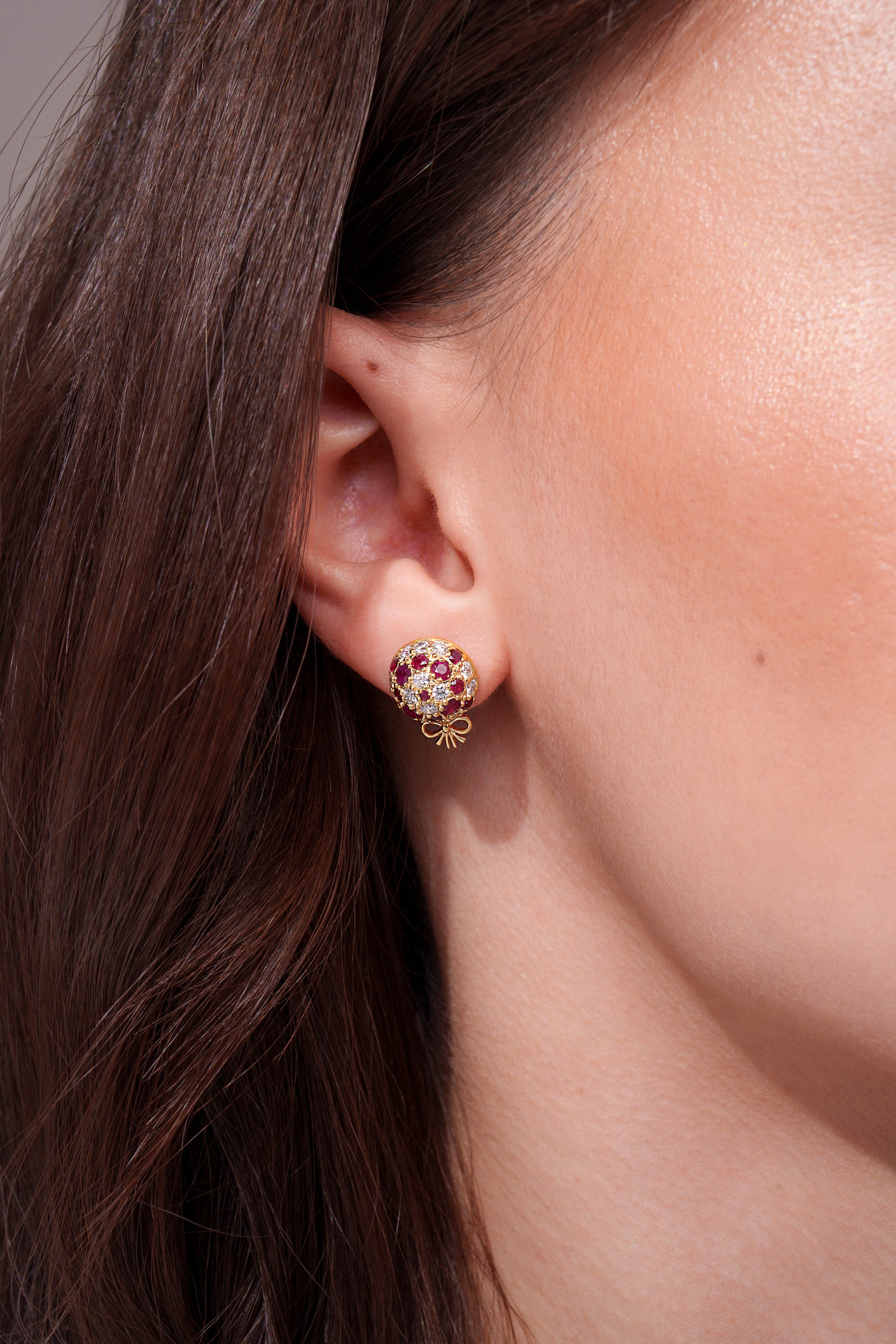 The Infinite Bouquet Earrings | 18k Yellow Gold, Diamond & Ruby