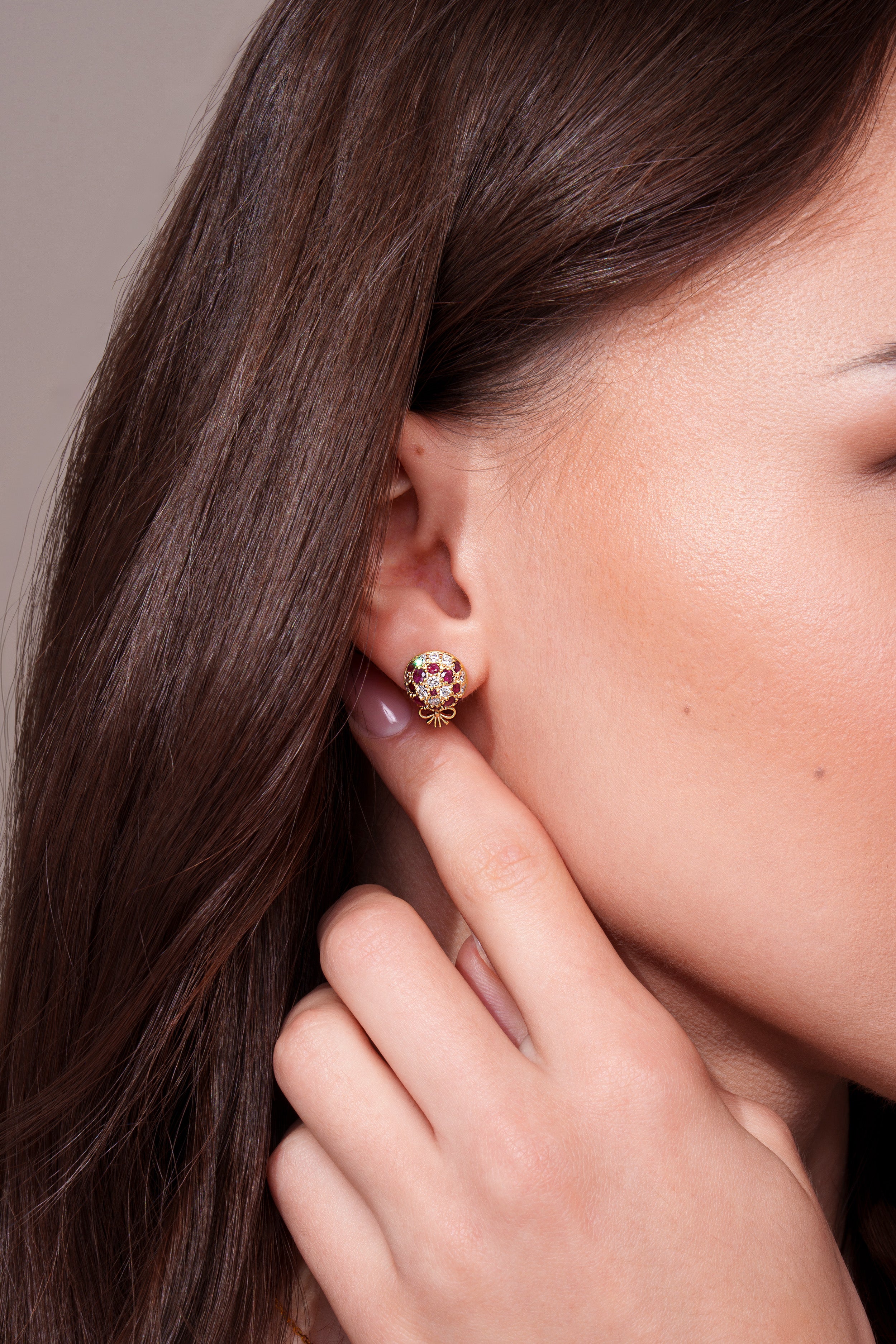 The Infinite Bouquet Earrings | 18k Yellow Gold, Diamond & Ruby