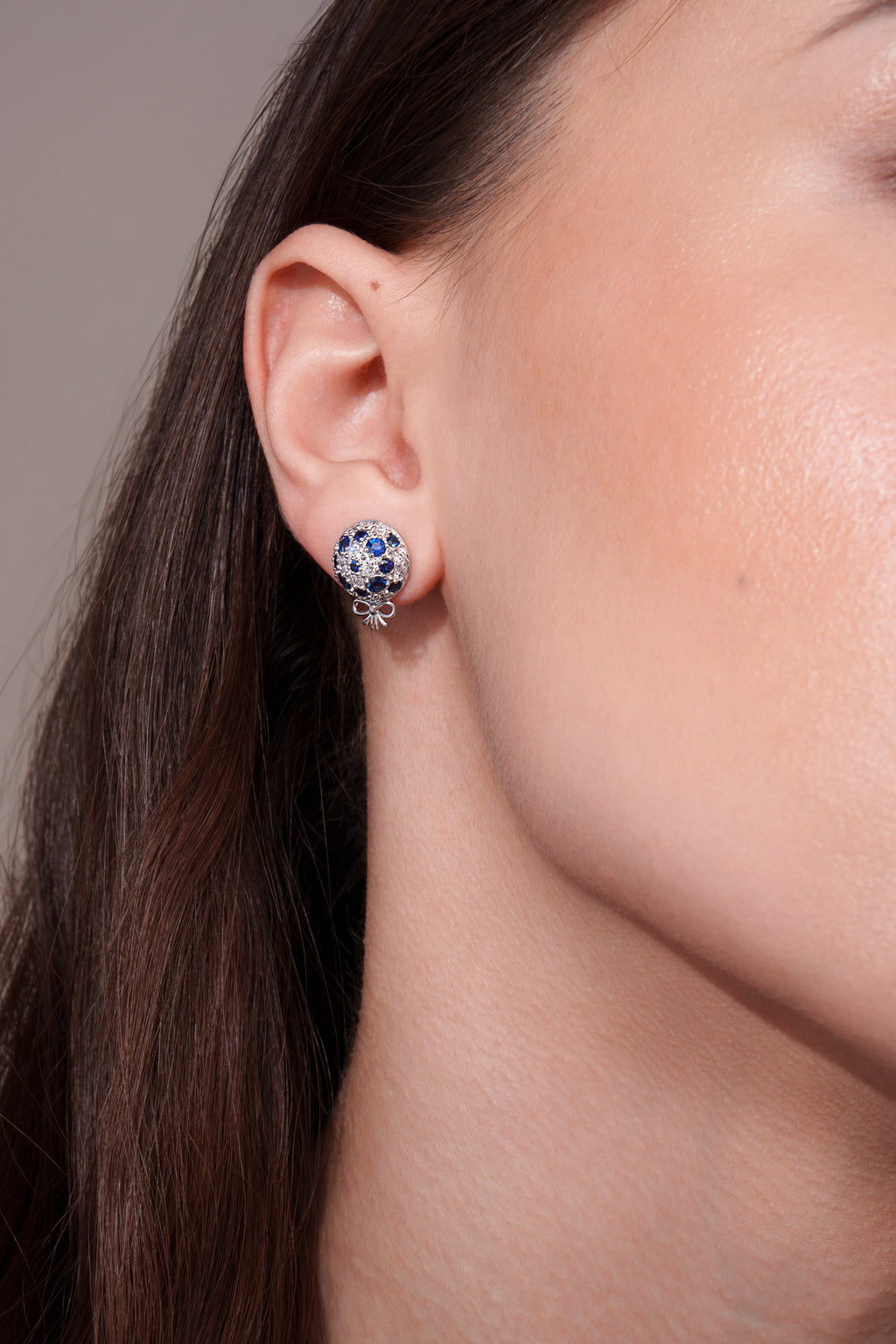 The Infinite Bouquet Earrings | 18k White Gold, Diamond & Blue Sapphire