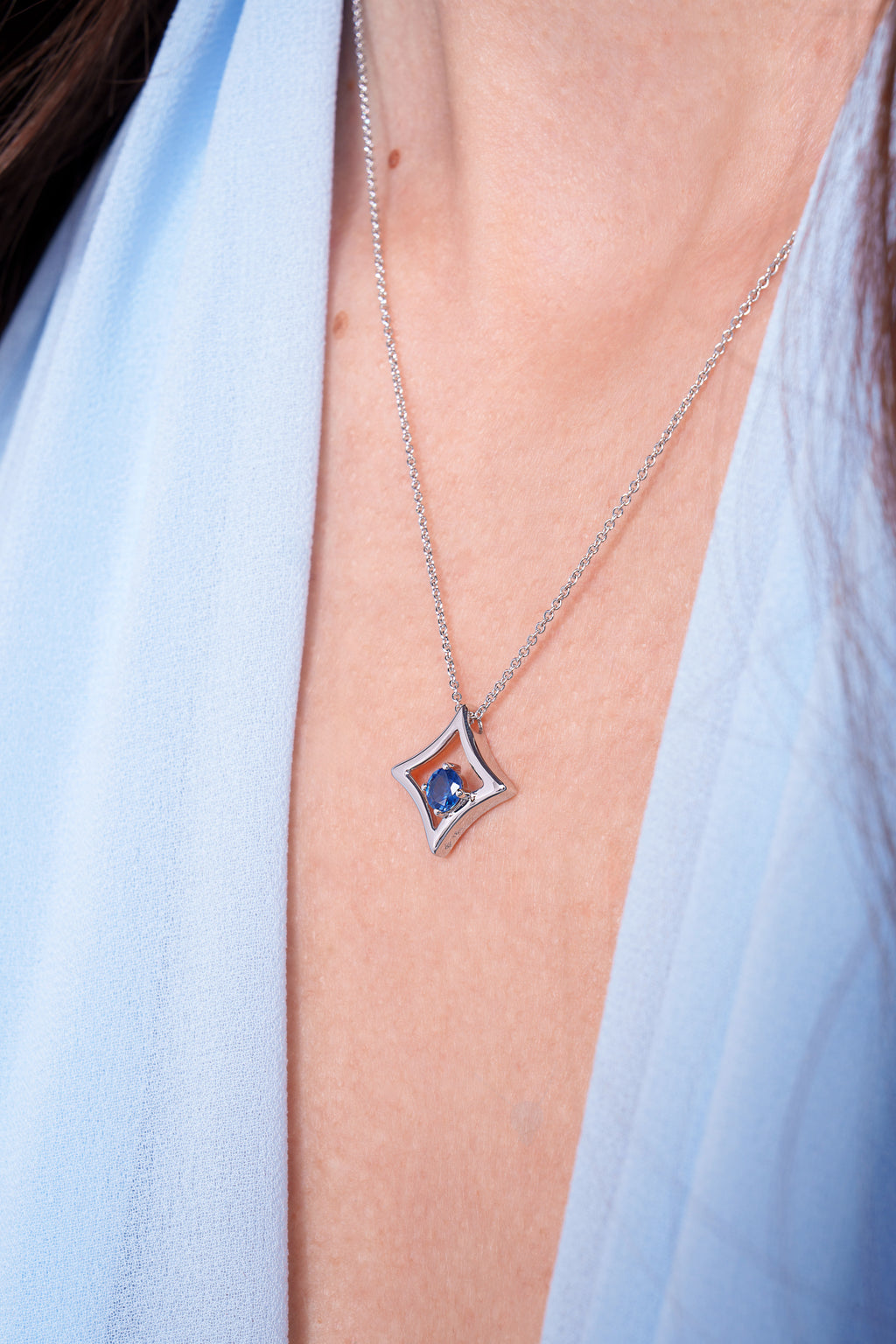 The Gilded Sky Necklace | 18k White Gold & Sapphire