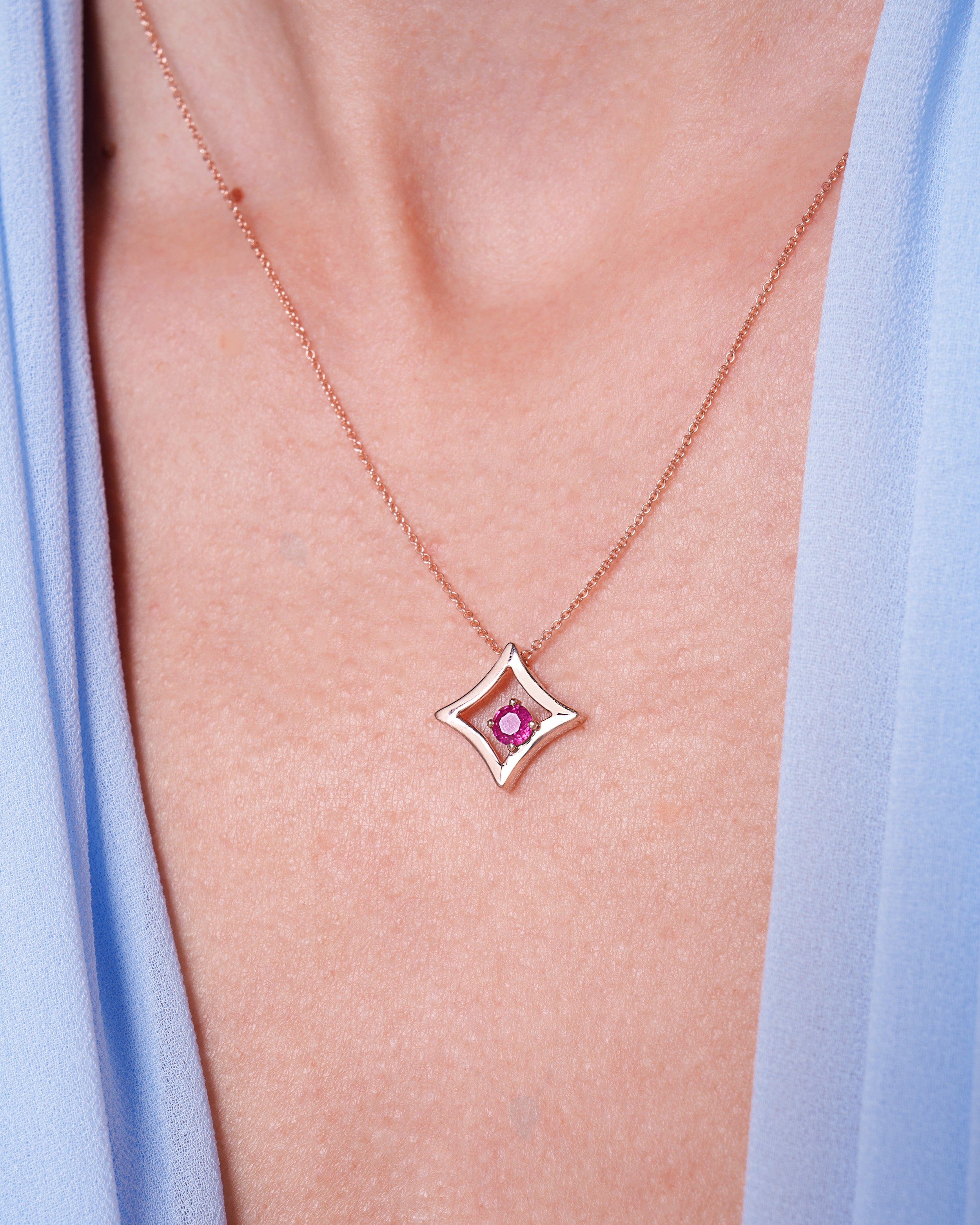 The Gilded Sky Necklace | 18k Rose Gold & Ruby